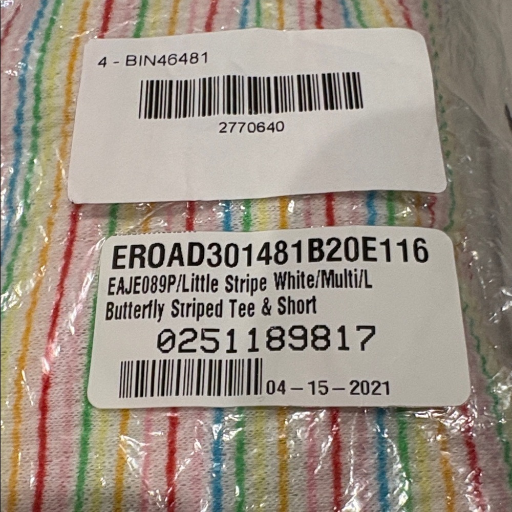 Emerson Rose - Stripe and Butterfly Tee and Short Pajama Set.  Size Large. NWT - Picture 7 of 16